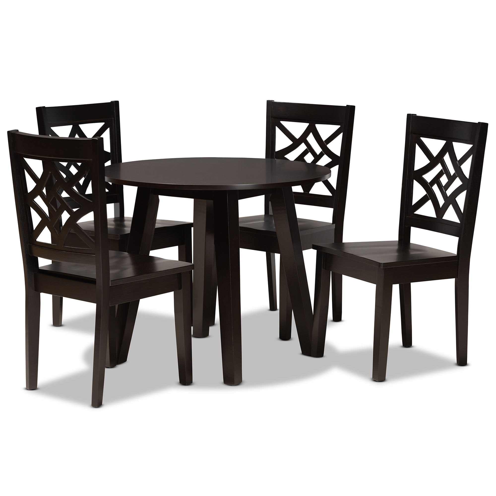 Baxton Studio Rava Modern and Contemporary Dark Brown Finished Wood 5-Piece Dining Set